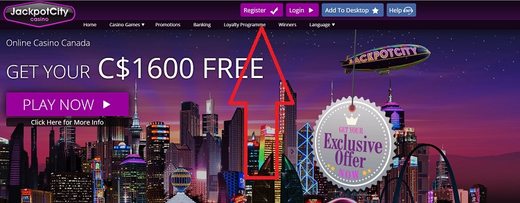 Jackpot City Registration Step 1